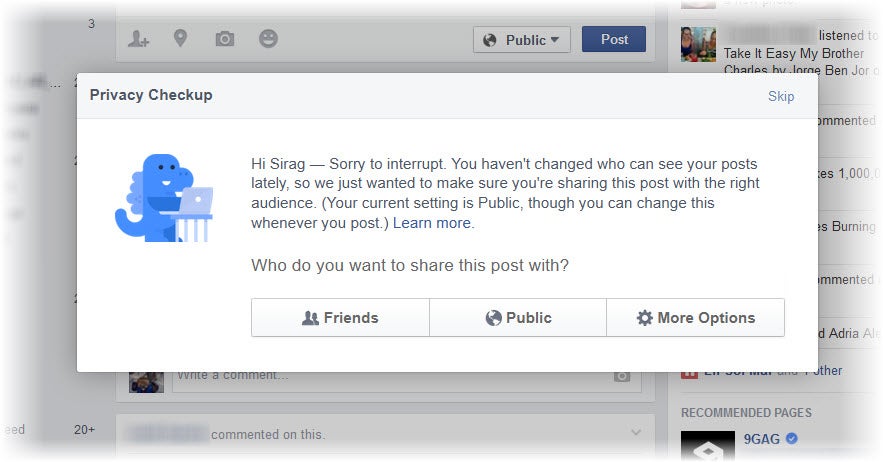 Dinossauro azul dá dicas de privacidade no Facebook