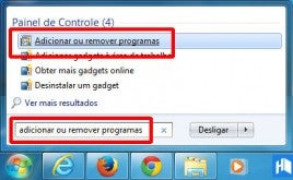 Adicionar ou remover programas no Windows 7