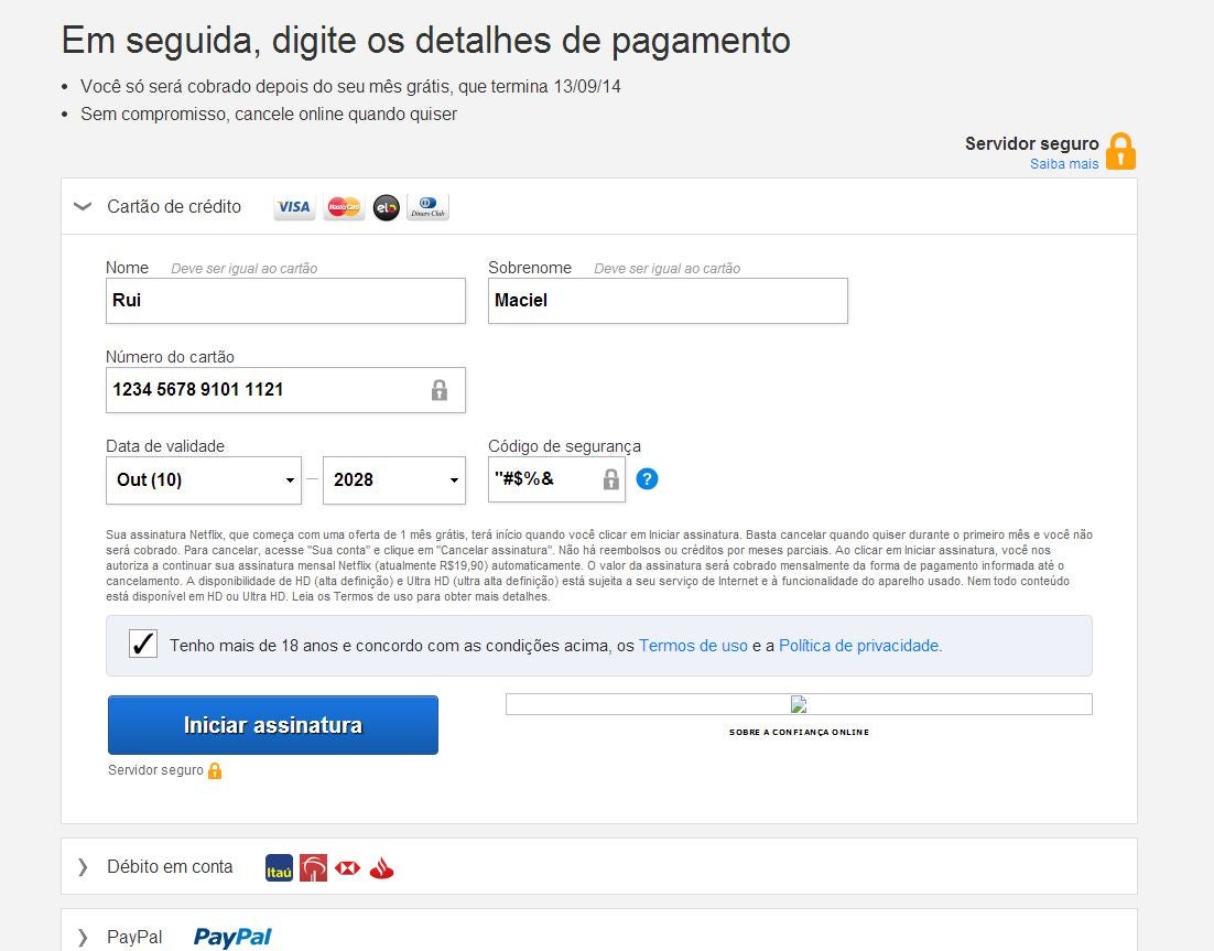 Após o termino do cadastro, clique em iniciar assinatura Após o termino do cadastro, clique em iniciar assinatura