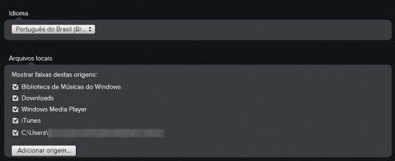 Clique em Adicionar origem para redefinir pasta local