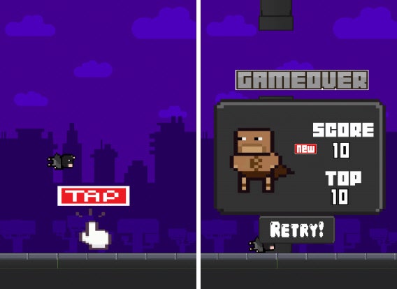 Tente não bater a cabeça nos canos cinzas em Flappy Batman