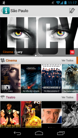 Interface do programa Ingresso.com