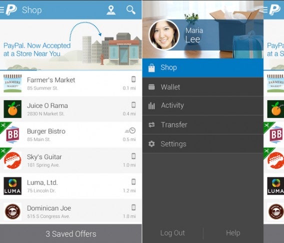 Interface do PayPal para Android