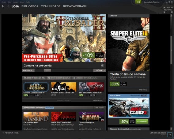 Interface principal do Steam