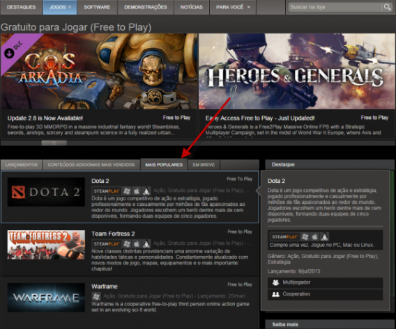 Confira a lista de jogos grátis mais baixados do Steam