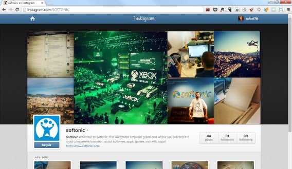 Instagram do Softonic no Google Chrome
