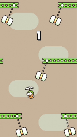 Tente chegar nas plataformas mais longícuas em Swing Copters