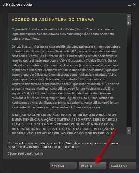 Acordo de assinatura do Steam Acordo de assinatura do Steam