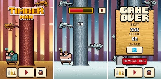Derrube algumas árvores com Timberman
