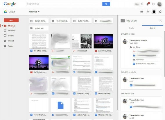 Interface do Google Drive online
