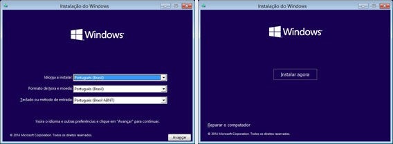 Tela de configuração do Windows 10