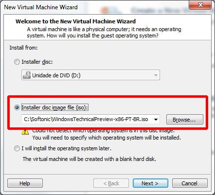 Selecione o arquivo de instalação do Windows 10