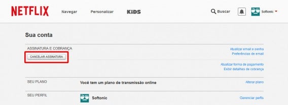 Clique em Cancelar Assinatura