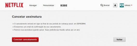 Clique em Concluir cancelamento