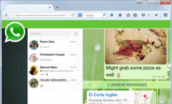 Simulação do WhatsApp no navegador