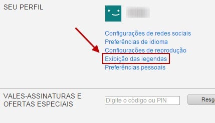 Opção para personalizar legendas no menu da Netflix