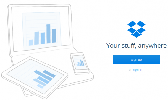 Interface do Dropbox online
