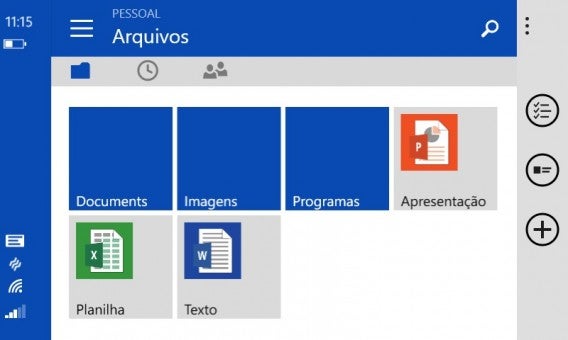 Interface do OneDrive