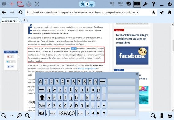 Interface eSSENTIAL Acessibility