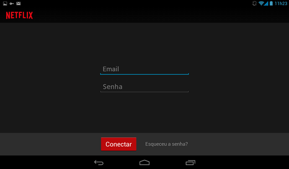 Tela de login na Netflix para Android