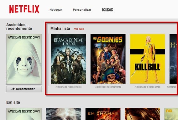 Minha lista na Netflix