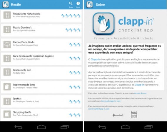 Imagens do app Clapp-in