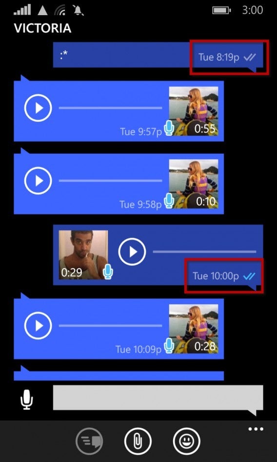 Duplo tique do WhatsApp