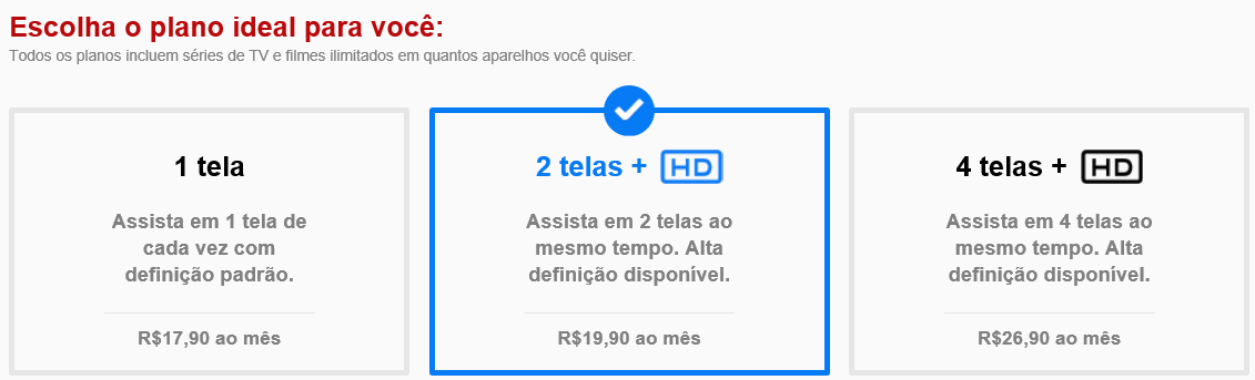 Planos de assinatura da Netflix