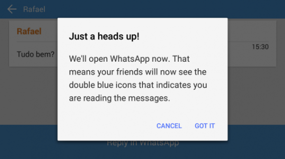 Para responder é necessário abrir o WhatsApp