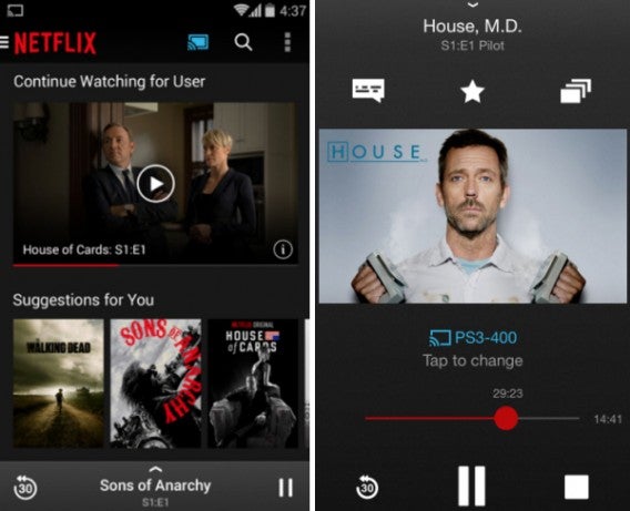 Tela de sincronização do Chromecast