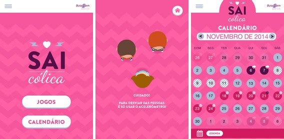 Imagens do app Sai Cólica