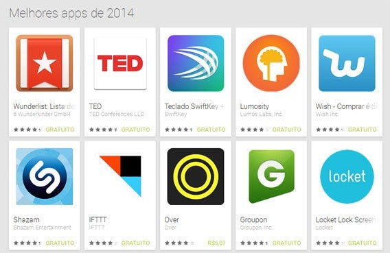 Melhores apps 2014 do Google