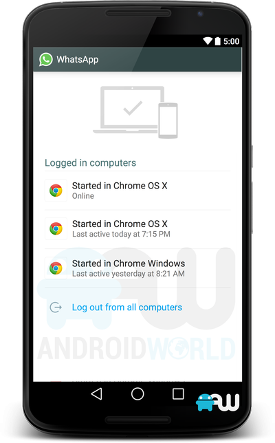 Lista de locais onde o usuário fez login no WhatsApp inclui Chrome Windows