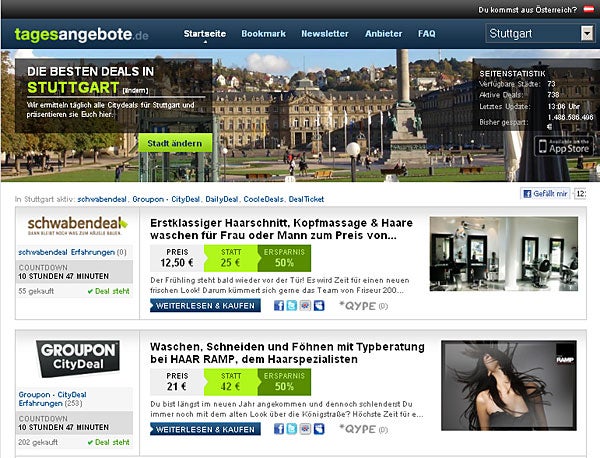 Screenshot Tagesangebote.de