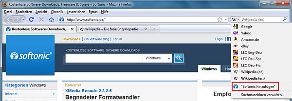 Suchmaschinen in Firefox