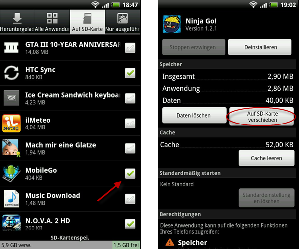 Apps bei Android auf SD-Karte verschieben
