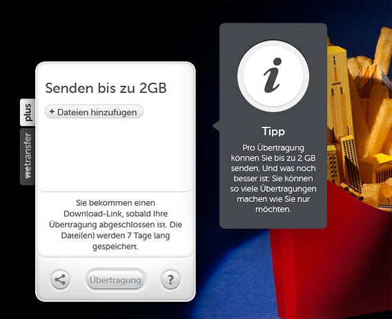 wetransfer-Startseite