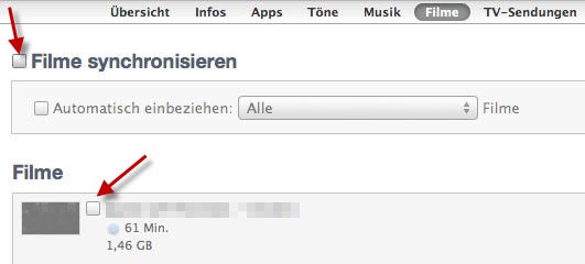 Filme mit iTunes synchronisieren Filme mit iTunes synchronisieren