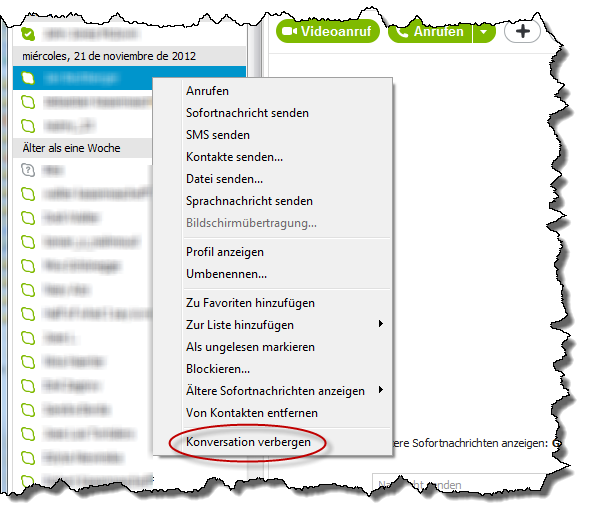 einzelne Konversation löschen
