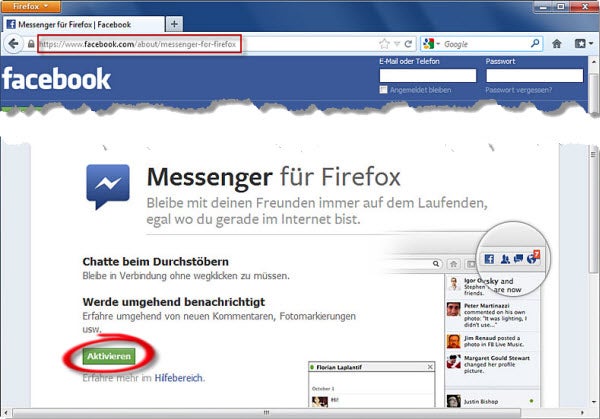 Facebook Messenger für Firefox aktivieren