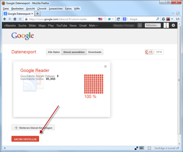 Google Reader - Archiv erstellen