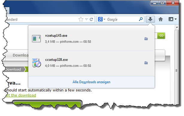 Downloadfunktion in Firefox 20 - Downloadliste