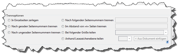 PDFsam - Trennoptionen