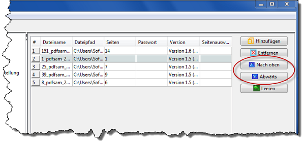 PDFsam - Reihenfolge ändern