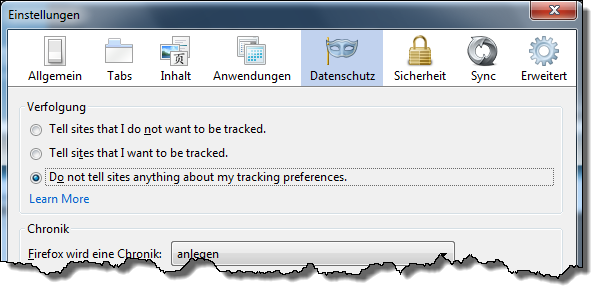 Firefox - Nachverfolgung