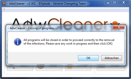 AdwCleaner - Programm schließen AdwCleaner - Programm schließen