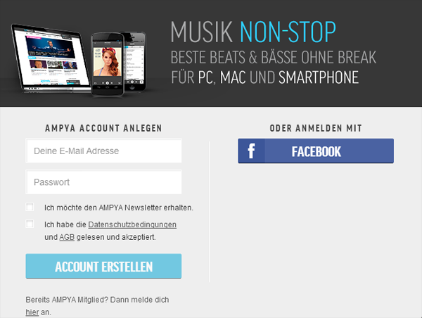Ampya Anmeldung