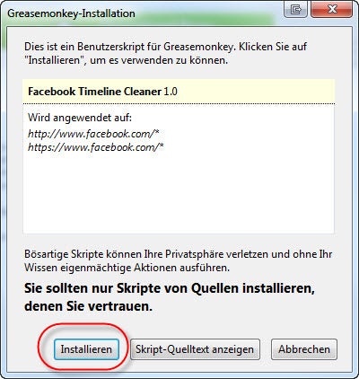 Facebook Timeline Cleaner - installation2