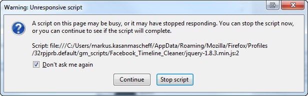 facebook timeline cleaner skript error