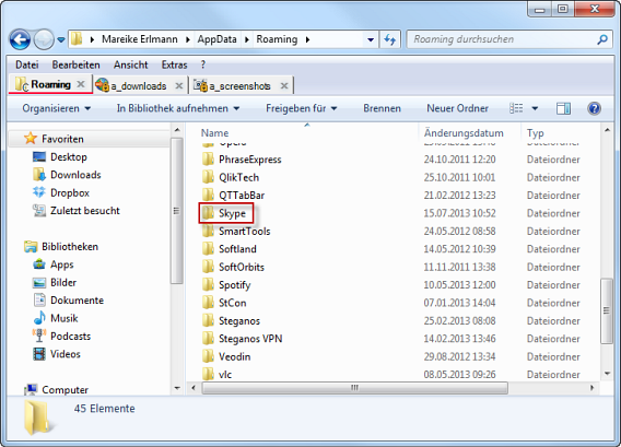 AppData Roaming Skype